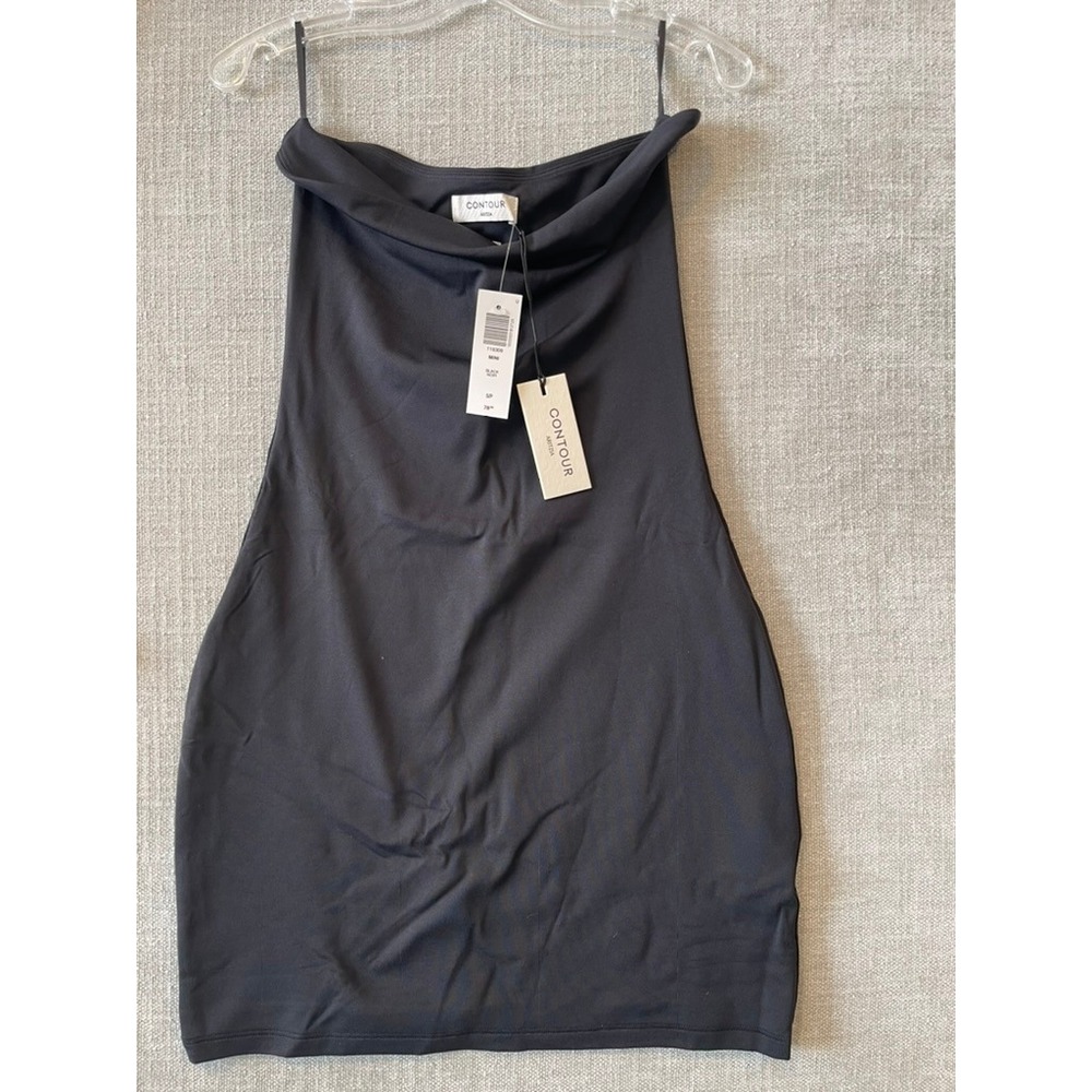 Aritzia Contour Mini Dress Black Noir Cowl Neck Spaghetti Strap Size S/P NWT